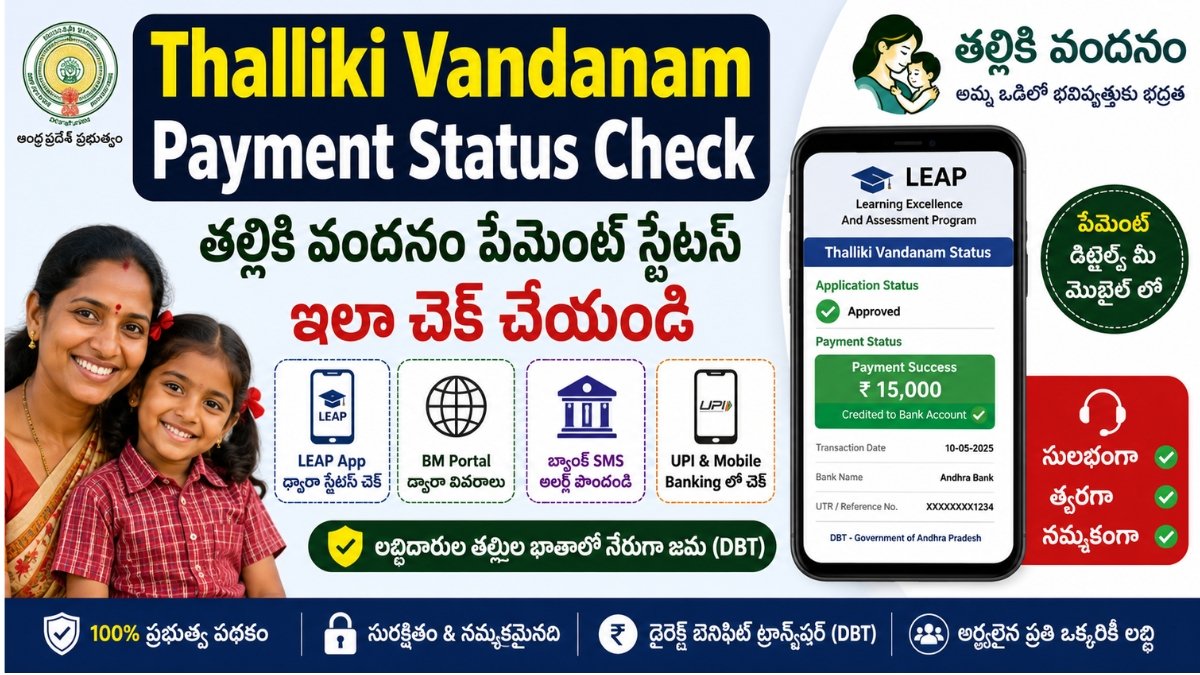 Thalliki Vandanam Payment Status Check through LEAP App and BM Portal in Andhra Pradesh